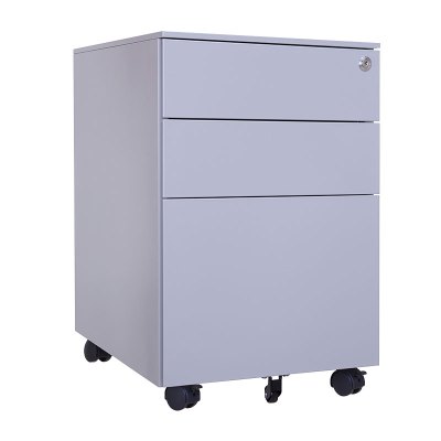 臻远 ZY-HDGB-03 钢制活动柜办公文件柜三抽储物矮柜 侧拉款闪银灰色