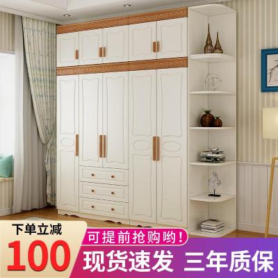 地中海衣柜实木质简易现代简约家用卧室组装板式六大衣橱带顶柜