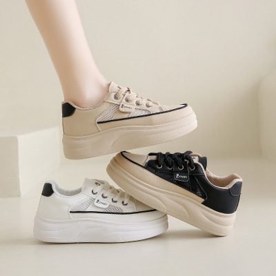 2025夏季新款韩ins透气小白鞋镂空休闲板鞋厚底百搭松糕鞋