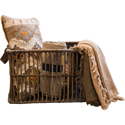 美帮汇玛瑙藤编收纳篮 杂物篮 脏衣筐衣帽间浴室卫生间