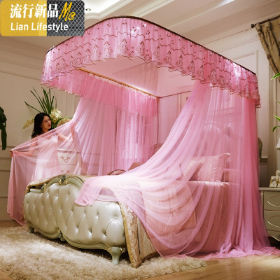 导轨u型家用轨道滑轮蚊帐1.5m1.8公主风2米床欧式纹账2.0x2.2x2.3 三维工匠