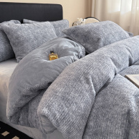 加厚牛奶绒床上四件套冬季保暖简约兔毛珊瑚绒床单被套罩床上用品