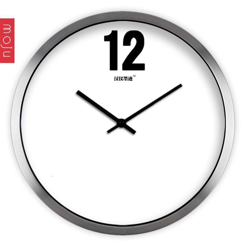MOJU 创意时尚简约现代12寸前卫数字 客厅静音石英挂钟 装饰挂钟 墙壁挂钟壁钟 金属边框