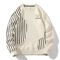 秋冬季新款男士韩版条纹字母印花圆领休闲时尚长袖卫衣潮情侣上衣