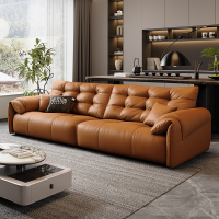 苏宁生活家居真皮沙发高靠背皮艺沙发意式极简大象耳朵-许愿