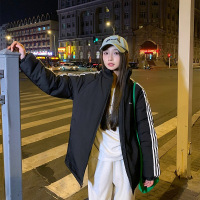 满天星两面穿情侣款夹克年冬季新款男女防风百搭条纹棉服外套