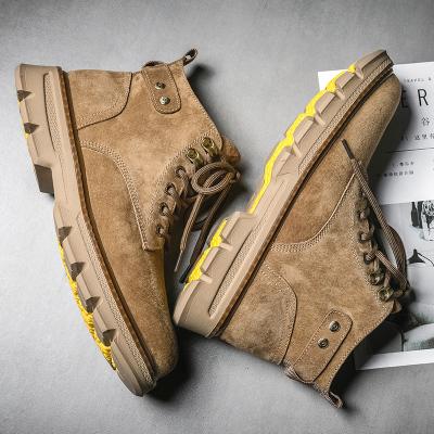 Ideamini马丁靴男英伦风工装靴高帮耐磨厚底靴男士韩版秋冬复古靴子男潮鞋靴子