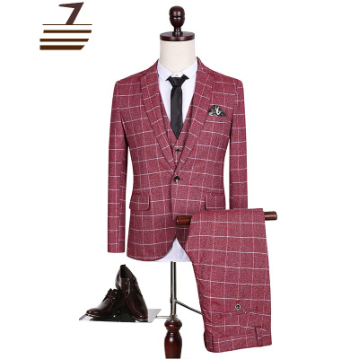 NEWLAKE春秋英伦西装男套装三件套职业装伴郎服新郎结婚礼服潮流型师