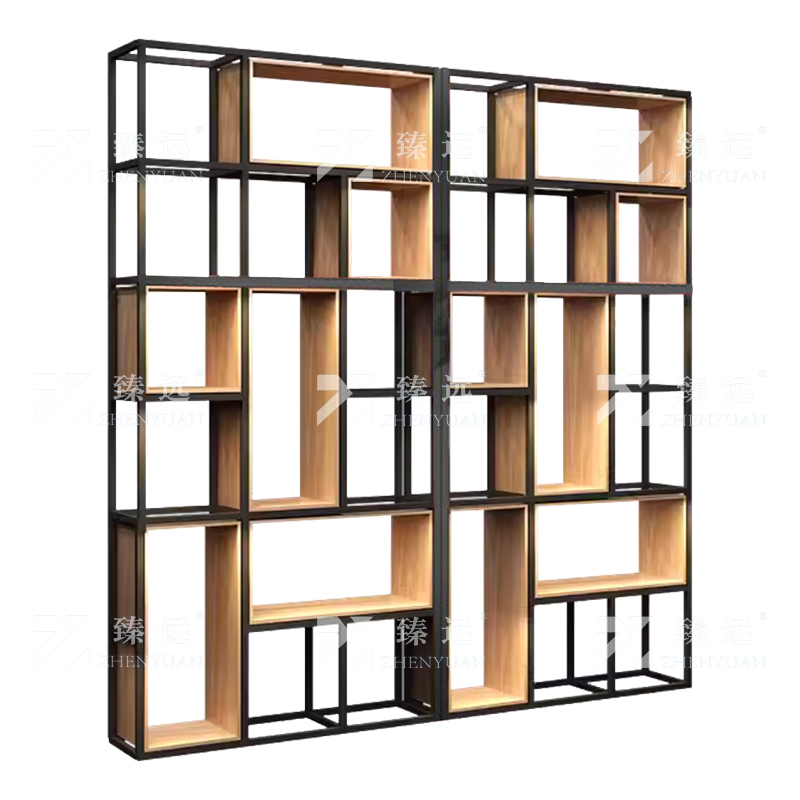 臻远ZY-SNJ-14置物架办公室隔断展示架落地多层书架客厅铁艺收纳架
