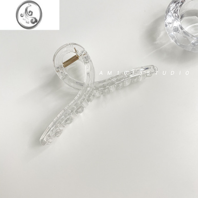 JiMi 大号透明又字抓夹子后脑勺发夹女发卡高级感ins鲨鱼夹夏