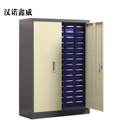 汉诺鑫威文件柜工具收纳柜75抽蓝色带门小号抽屉