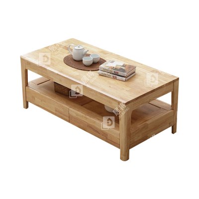 居将 JJ4031143 实木长茶几带抽屉桌子 原木色
