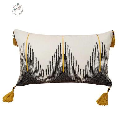 刺绣抱枕沙发靠垫套PP棉含芯腰枕腰靠棉现代简约蓝色系舒适主义