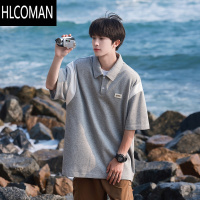 HLCOMANt恤短袖polo衫男痞帅衬衫夏季美式潮牌设计感宽松撞色翻领上衣服
