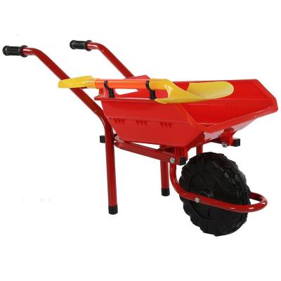 儿童沙滩宝宝玩具手推车加大加厚双轮单轮推土车小孩玩沙玩具红色单轮