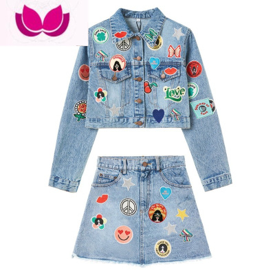 七斓个性时尚潮流女装青春活力牛仔减龄甜酷女装套装裙小个子微胖