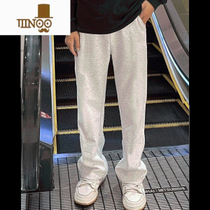 YANXU秋季美式潮牌简约基础纯色休闲裤男款百搭宽松直筒运动阔腿长裤子