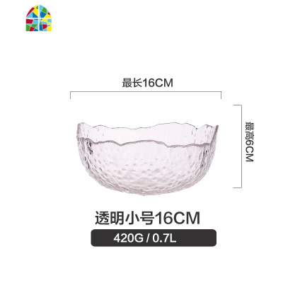 日式金边透明玻璃碗蔬菜水果碗沙拉碗盘家用燕窝甜品酸奶碗 FENGHOU 透明特小号