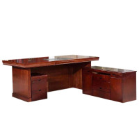 DXBG老板桌大班台总裁桌椅组合贴实木皮办公桌简约现代单人主管经理桌2.2米+侧柜+小柜