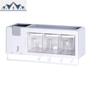 厨房置物架调味料收纳架壁挂调料架子免打孔厨具用品调味品收纳盒 三维工匠 白色+灰色（付款后5天内发货）