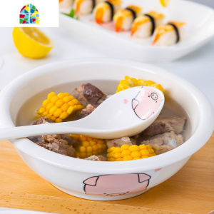 家用大号汤碗陶瓷餐具套装汤古创意泡面排骨酸菜鱼碗配大汤勺 FENGHOU 猫9英寸汤古1个(收藏加购)送个1大勺