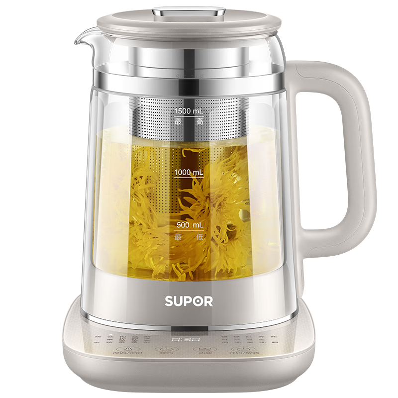苏泊尔(SUPOR)养生壶加大86mm大茶篮5段调温双层防烫1.5L多功能智能煮茶器电热水壶花茶壶煮茶壶SW-15Y20