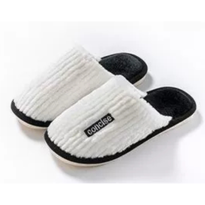 DREHA 家居家用防滑软底情侣毛毛绒保暖棉鞋 棉拖鞋 44-45(适合43-44的脚穿 )白色