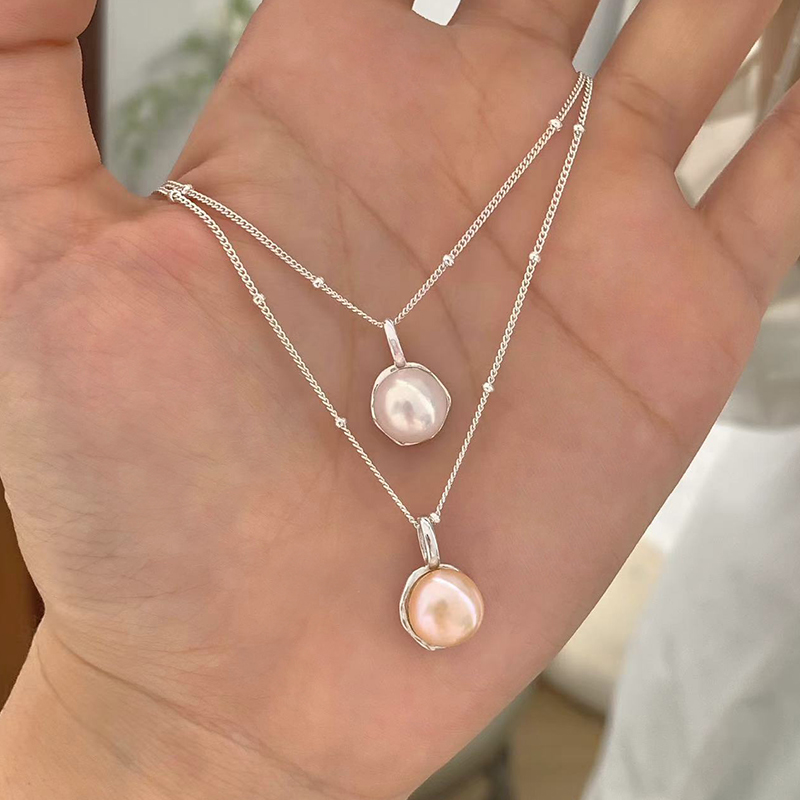淡水珍珠吊坠纯银项链轻奢小众高级感锁骨链温柔简约百搭饰品送女朋友老婆情人节七夕生日礼物