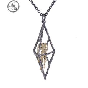 被囚禁的人双面人s925纯银复古锁骨链男女长款项链朋克潮人情侣款 JiMi