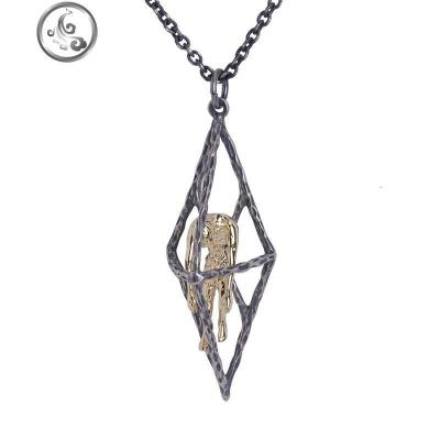 被囚禁的人双面人s925纯银复古锁骨链男女长款项链朋克潮人情侣款 JiMi