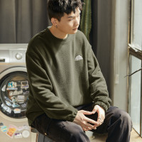 [1.5折价47元]唐狮男卫衣圆领摇粒绒卫衣男左胸小细节男士卫衣秋新款宽松街头风