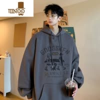 YANXU500G卫衣男秋季新款印花百搭连帽衫宽松情侣美式外套潮流