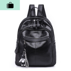 时尚双肩包女潮2020韩版小防水背包软皮pu休闲学生书包包背包NEW LAKE 黑色(送暴力熊钥匙链)送香囊镜子运费险 黑色(送暴力熊钥匙链)送香囊镜子运费险