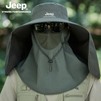 jeep吉普渔夫帽男士夏季防晒遮阳户外面罩披肩太阳男大帽簷登山帽子