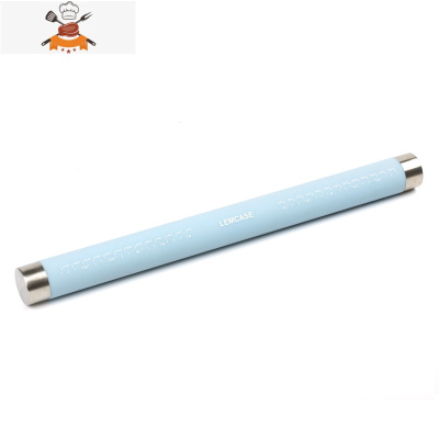 mcas大号硅胶擀面杖不锈钢面棒擀面棍杆饺子皮器烘焙工具 敬平 浅蓝色