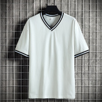 男士短袖重磅T恤夏季新款纯棉空白时尚V领宽松休闲打底衫