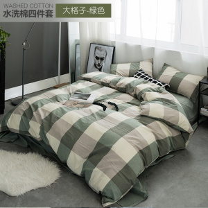 美帮汇全棉四件套单人双人被套全棉床上用品4件套1.5m1.8床单床笠款