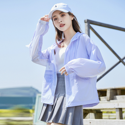 [8.5折价50.9元叠加优惠券]唐狮夏季新款衣女短款连帽薄款外套拼接in潮宽松上衣