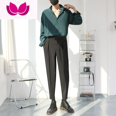 七斓痞帅男装一套衬衫男高级感长袖内搭寸衫ins潮牌搭配马丁靴的裤子