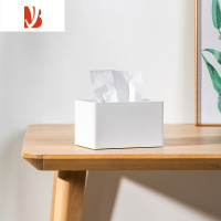 三维工匠桌面纸巾盒抽纸盒收纳盒客厅轻奢简约现代餐厅纸盒 净白