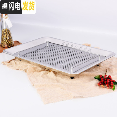 三维工匠不锈钢茶盘加厚大号 功夫茶茶具茶池茶台双层储水茶海茶托盘 美式排水-55*40送礼