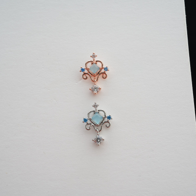 jda韩国东大门耳饰复古精致花朵蓝钻耳骨钉螺丝拧的圆球堵送女朋友老婆情人节七夕生日礼物