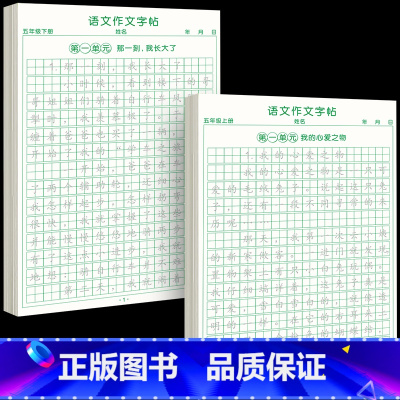 [5年级上下册]同步作文字帖 [正版]五年级上册同步作文语文练字帖人教版同步满分作文素材积累字帖小学生每日一练好词好句优