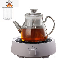 蒸茶壶玻璃蒸汽煮茶器家用茶具套装电陶炉煮茶壶烧水壶煮茶炉 C款蒸茶壶(双内胆)加电陶炉送4杯 敬平