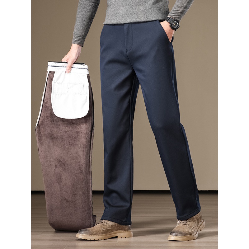 秋冬新款男士高端休闲裤轻奢商务高级感加绒加厚保暖防寒外出长裤