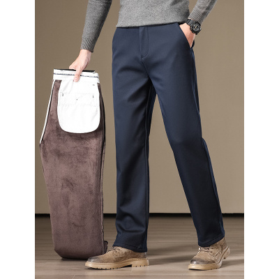 秋冬新款男士高端休闲裤轻奢商务高级感加绒加厚保暖防寒外出长裤