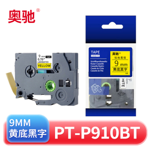 奥驰 标签色带PT-P910BT 9mm黄底黑字 个