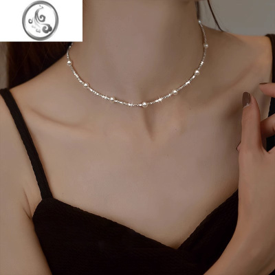 JiMi碎银几两珍珠项链2023年新款潮简约气质锁骨链小众设计感时尚颈链