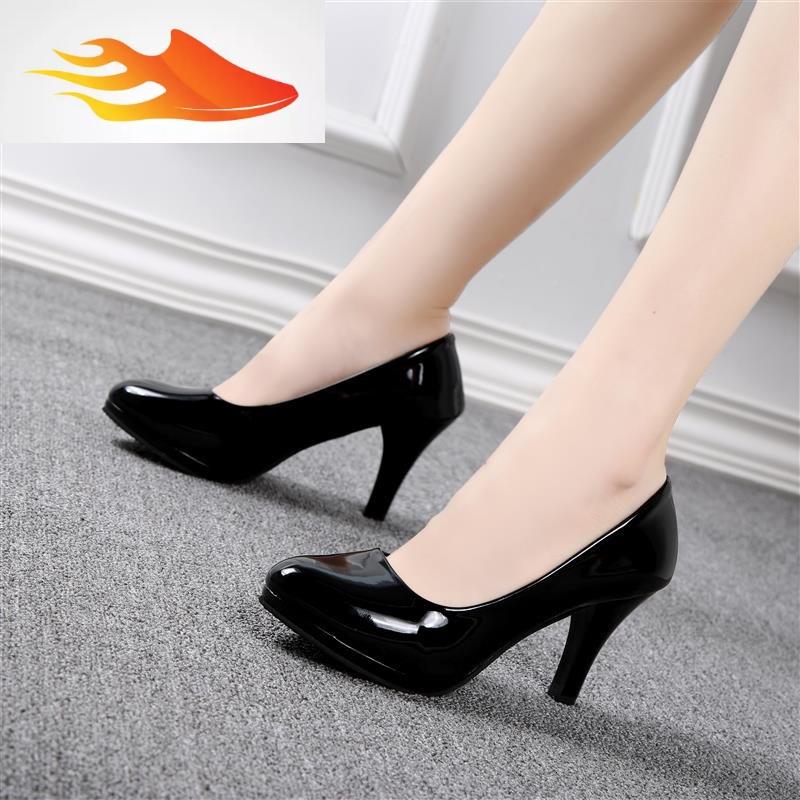 fish basket女士职业正装正式黑色上班族配西服无鞋带浅口女皮鞋春天