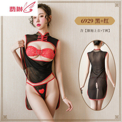 性感情趣内衣蕾丝睡裙骚套装复古旗袍衣服惑女超骚费琳